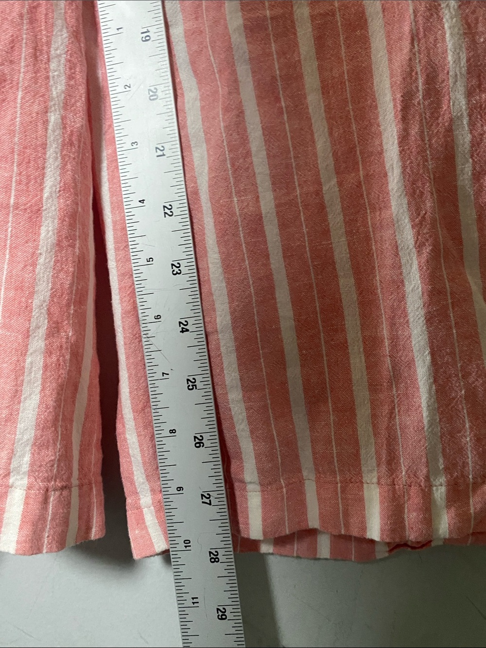 Aerie Pool-To-Party Linen Blend High Waisted Trouser Large Coral White Stripe - Picture 14 of 15